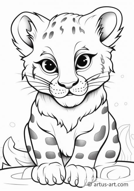 Pagina da colorare di un adorabile leopardo delle nevi
